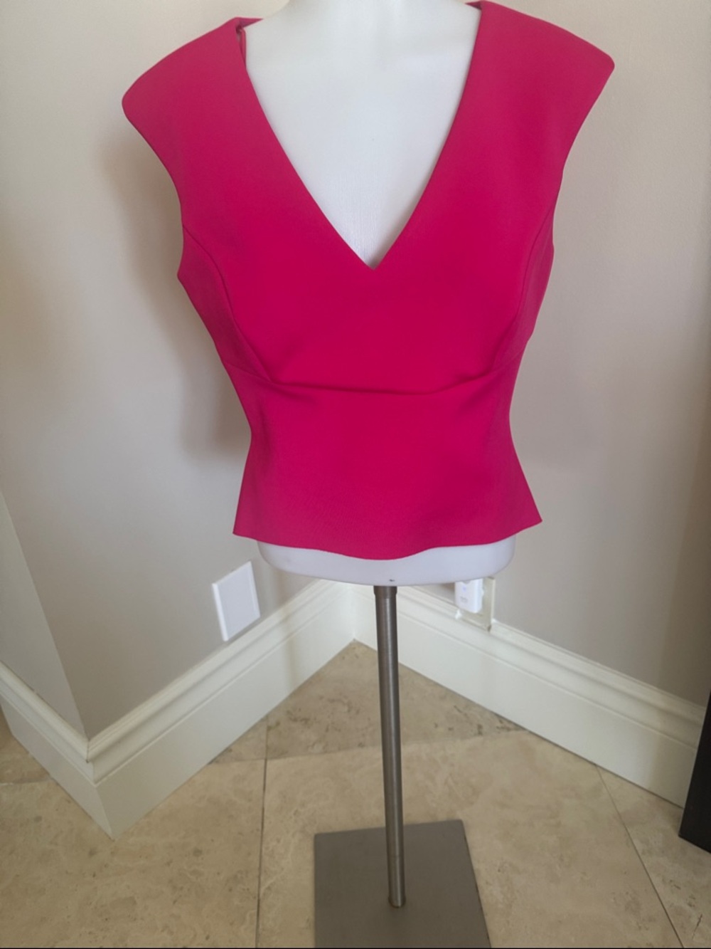 Kay Unger Fuchsia V-Neck Structured Sleeveless Camisole